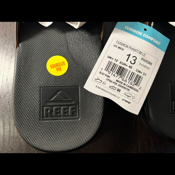 REEF Cushion Phantom LE Flip Flop Sandals Black/Brown Mens 13 - Picture 8 of 13